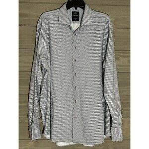 Marcello Button Down Geometric Pattern Short Mens XXL Blue 100% Cotton